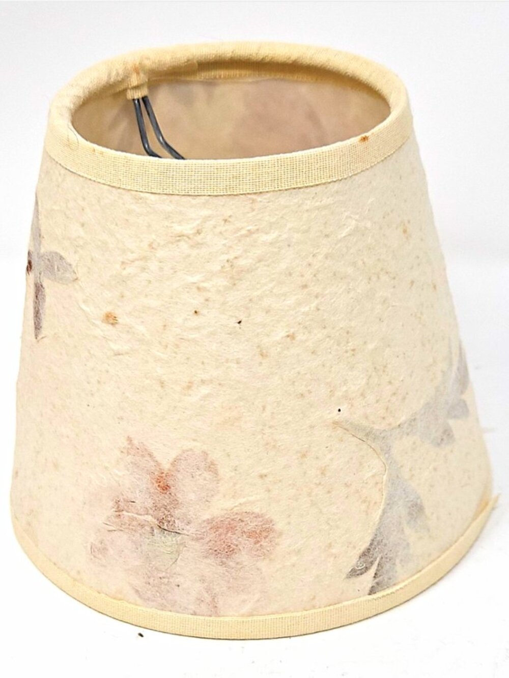 Vintage Miniature Lamp Shape Handmade Paper Dried Flowers Clip on Bulb 4.25 x 5"